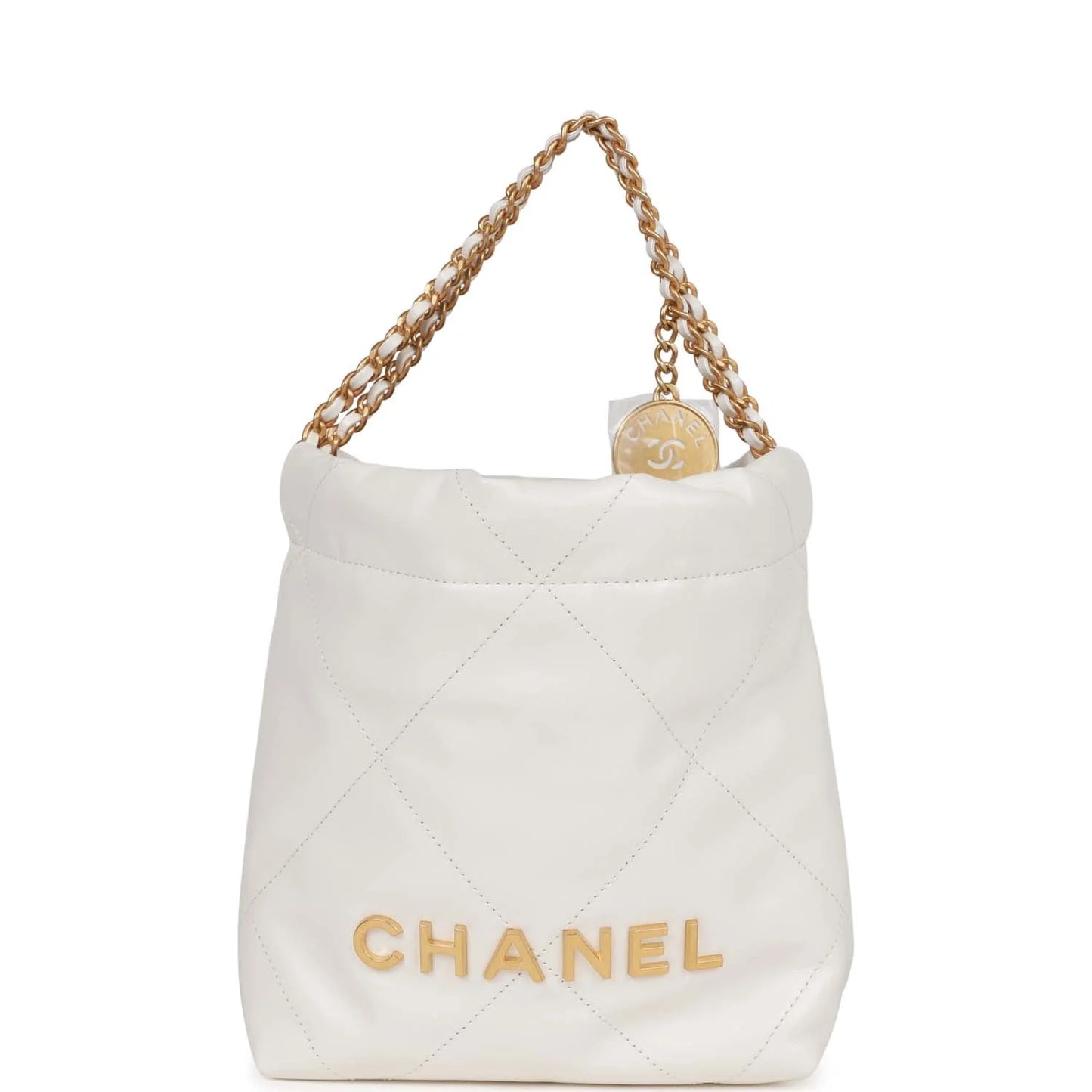 Chanel Mini 22 Bag White Calfskin Gold Hardware