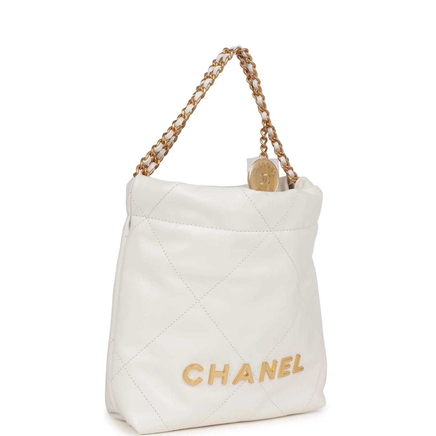 Chanel Mini 22 Bag White Calfskin Gold Hardware