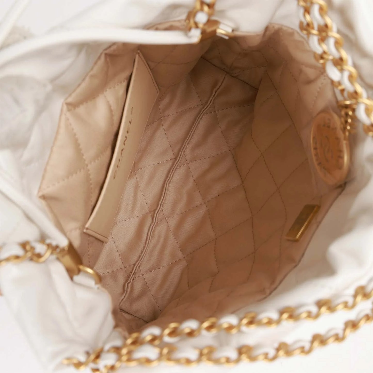 Chanel Mini 22 Bag White Calfskin Gold Hardware