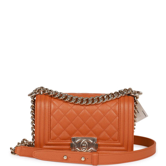 Chanel Small Boy Bag Caramel Caviar Light Gold Hardware