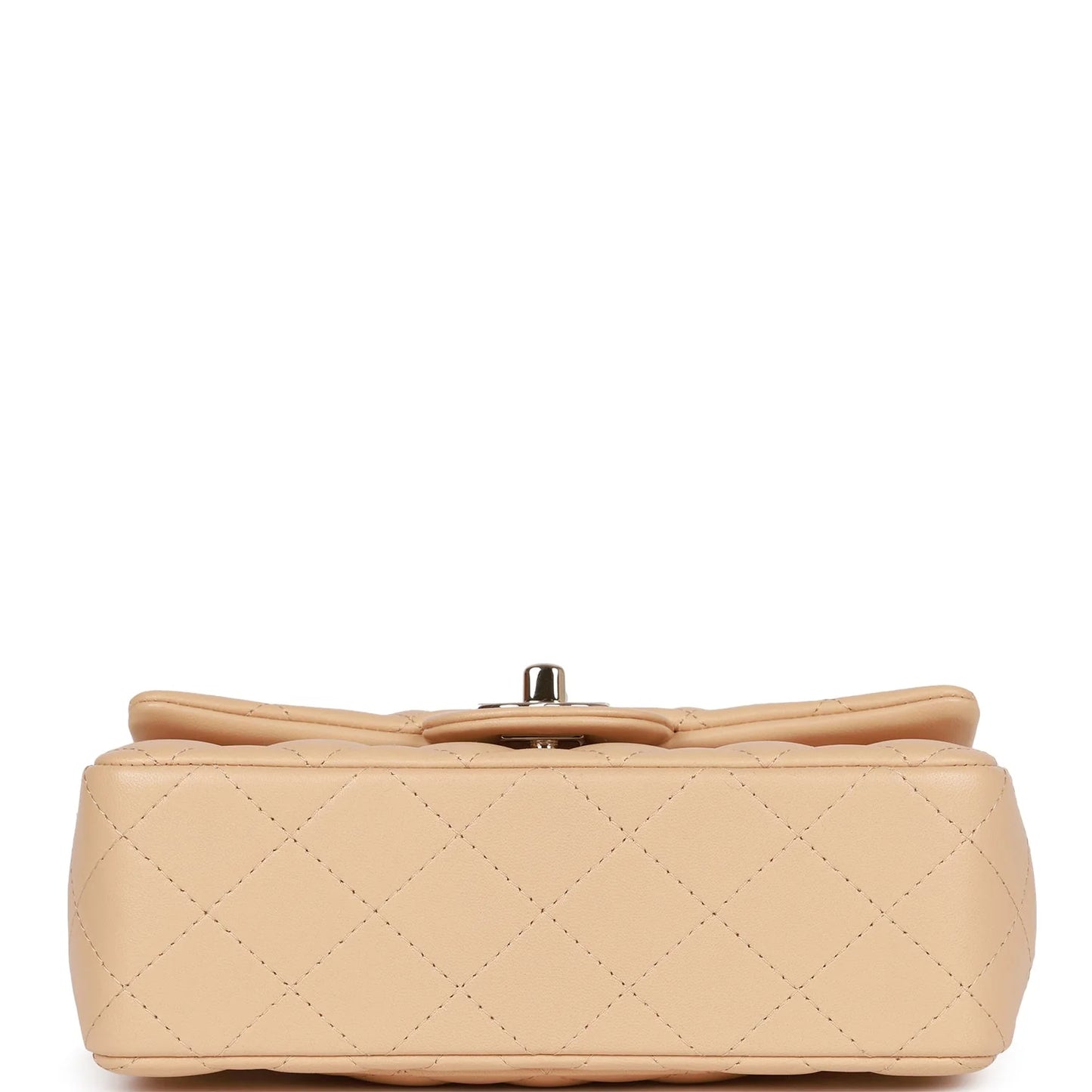 Chanel Mini Rectangular Flap Bag Beige Lambskin Light Gold Hardware