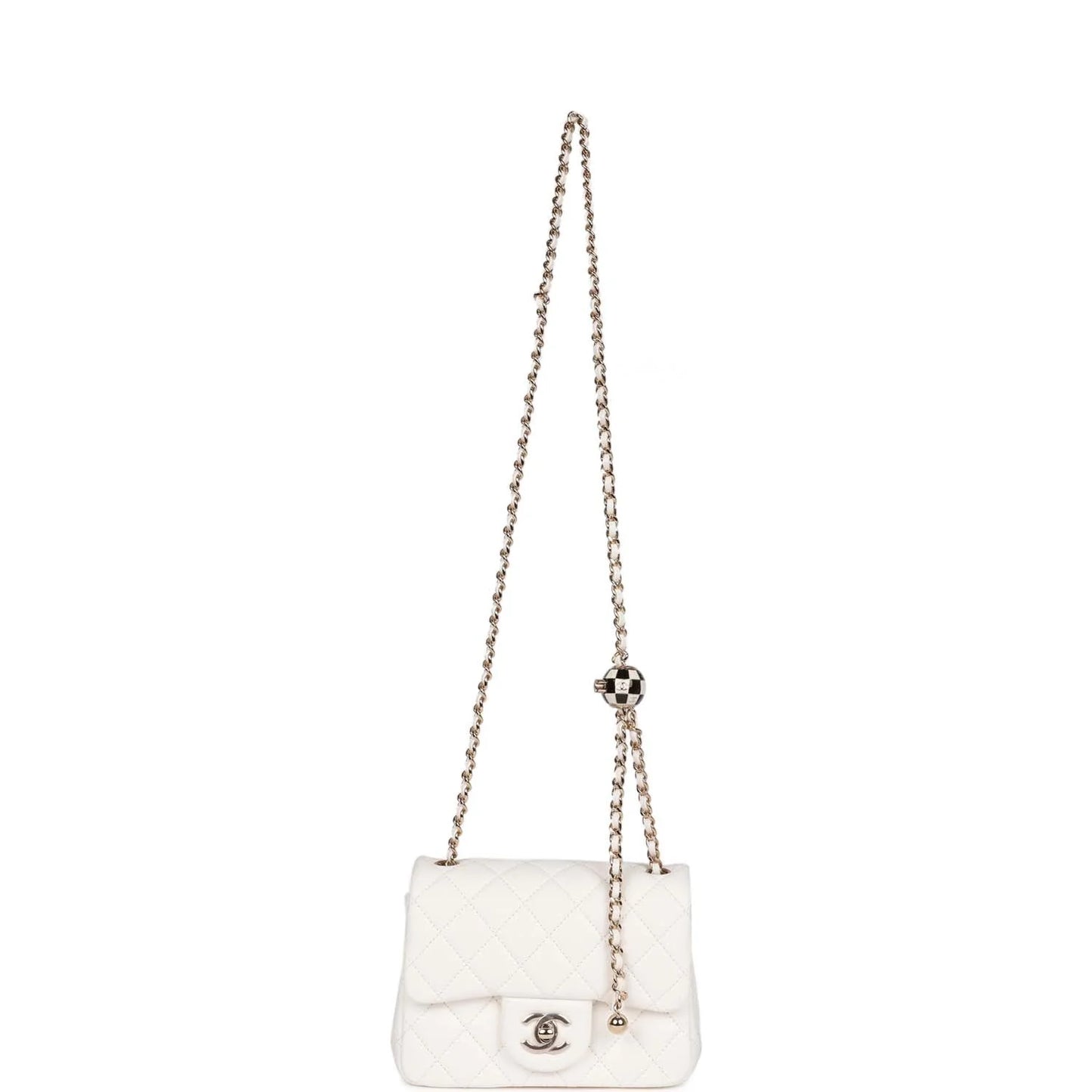 Chanel Sweet Mini Square Flap Bag White Lambskin Light Gold Hardware