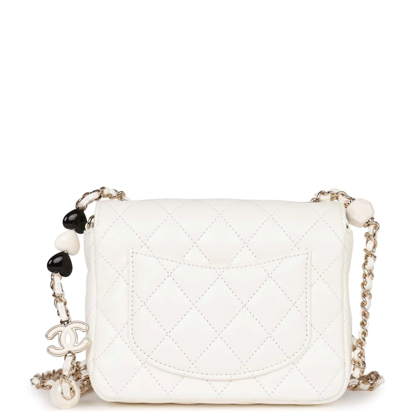 Chanel Sweet Mini Square Flap Bag White Lambskin Light Gold Hardware