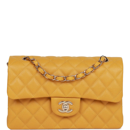 Chanel Small Classic Double Flap Yellow Caviar Light Gold Hardware