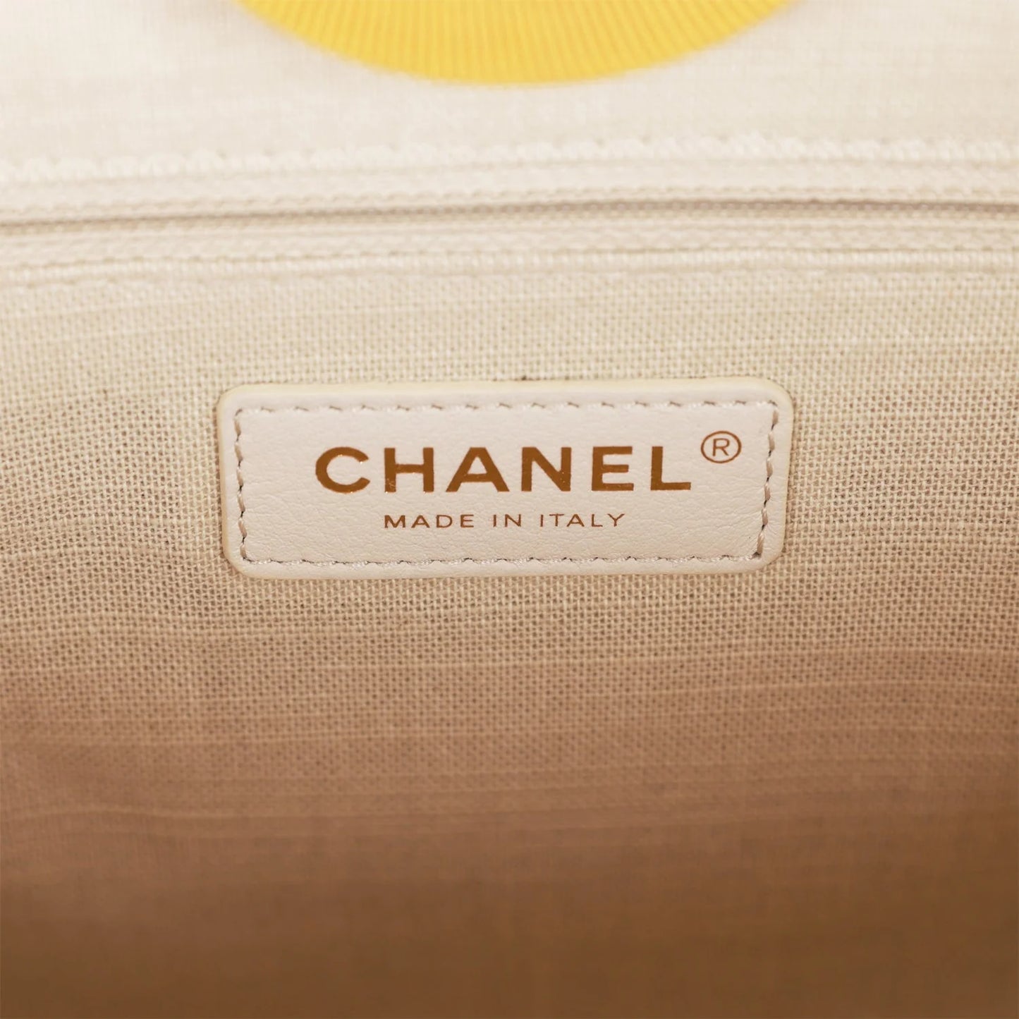 Chanel Small Deauville Shopping Bag Dark Yellow Boucle Light Gold Hardware