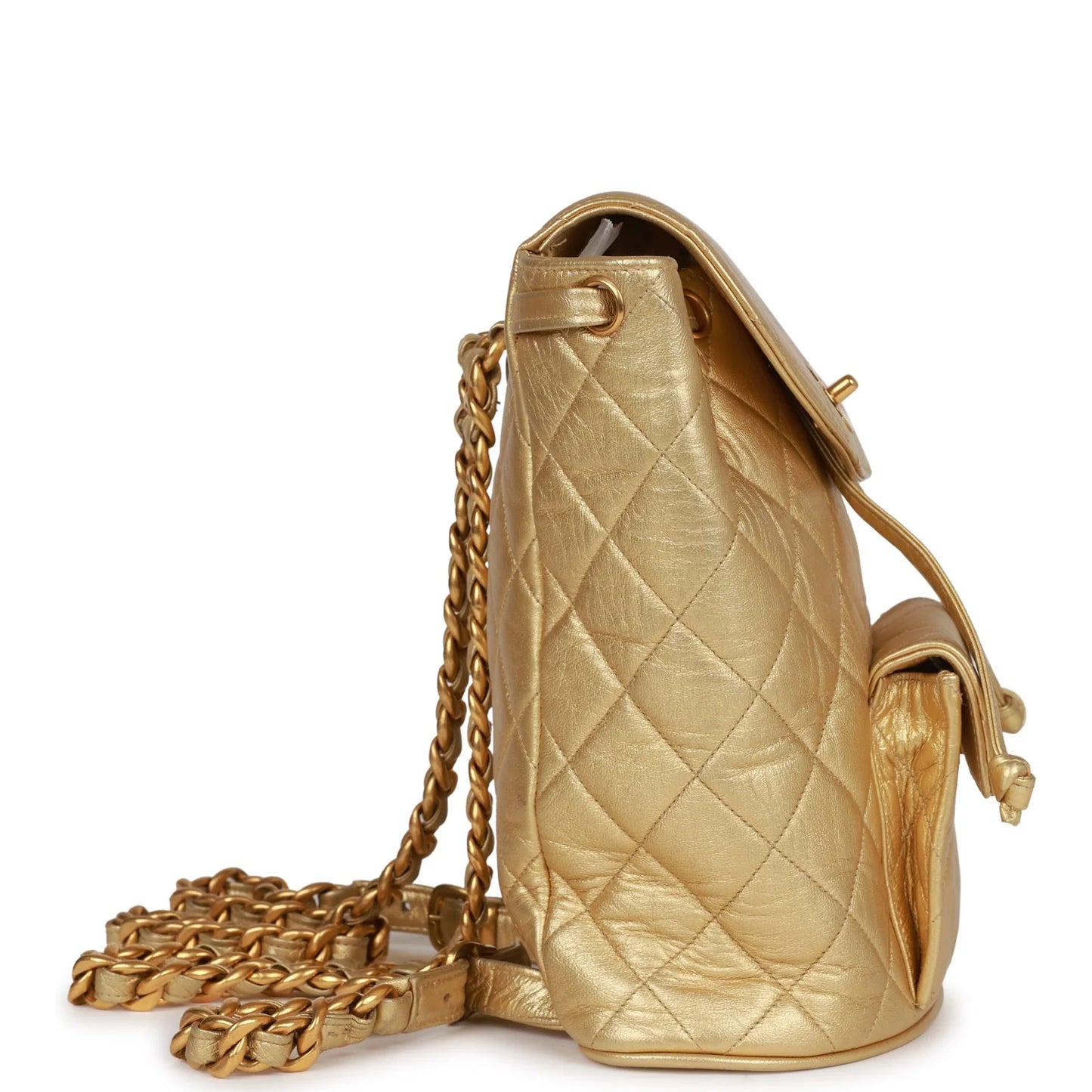 Vintage Chanel Duma Backpack Gold Metallic Lambskin Gold Hardware