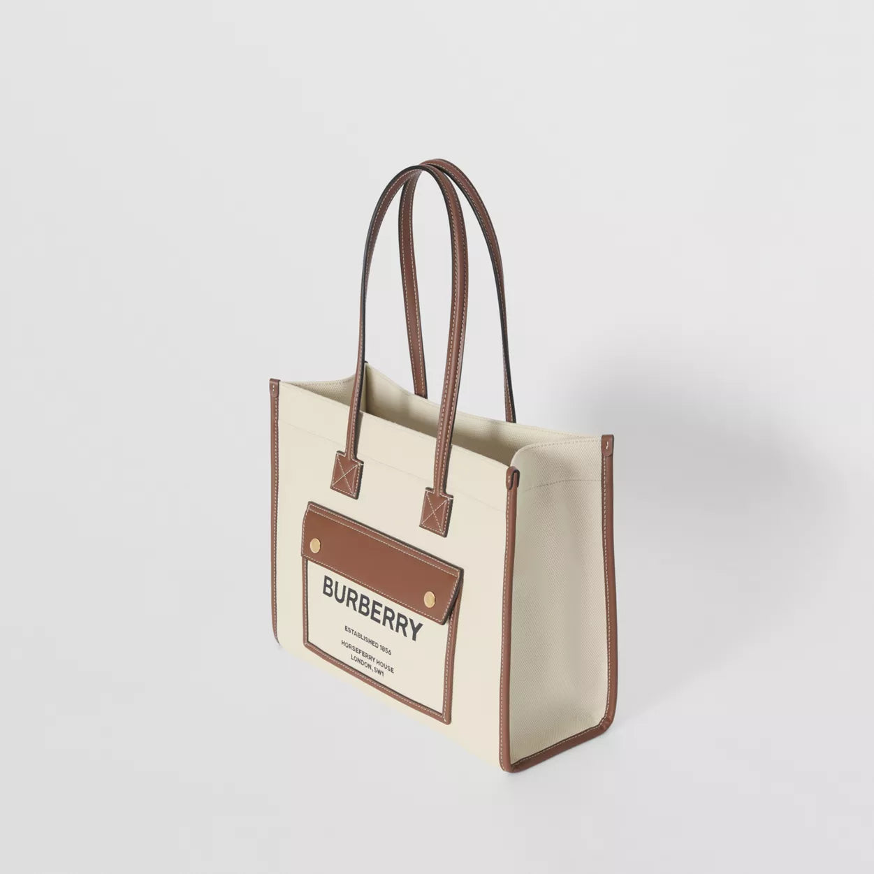 Two-tone Canvas and Leather Small Freya Tote