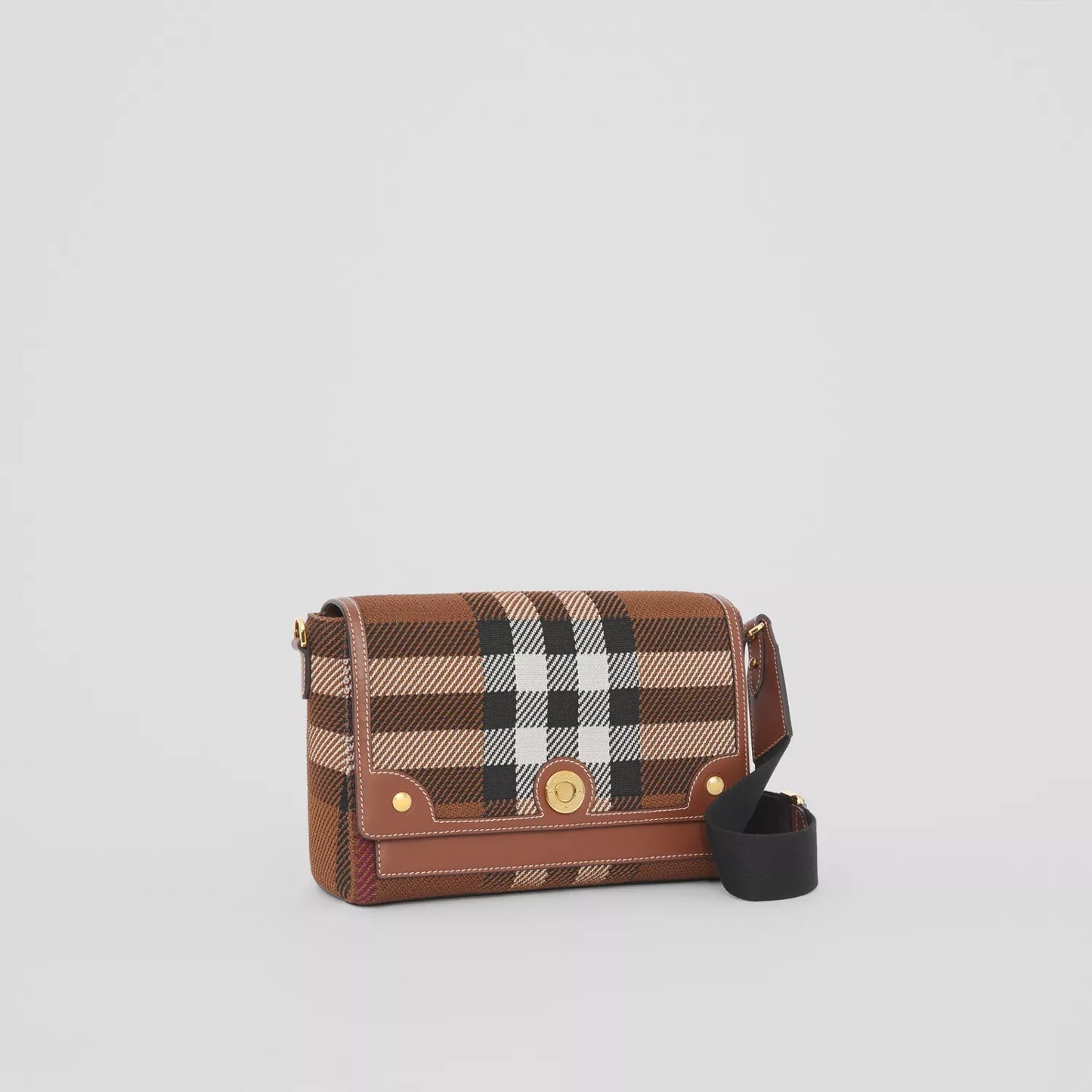 Knitted Check and Leather Note Crossbody Bag