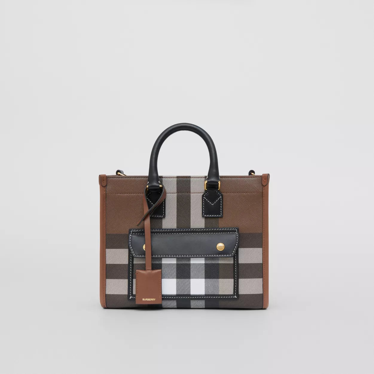 Check and Leather Mini Freya Tote