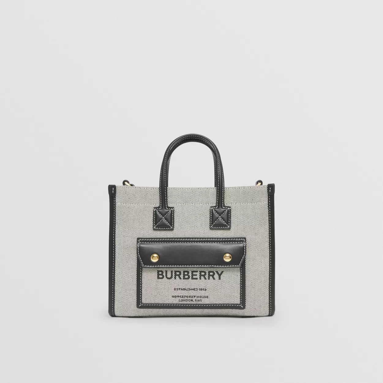 Two-tone Canvas and Leather Mini Freya Tote