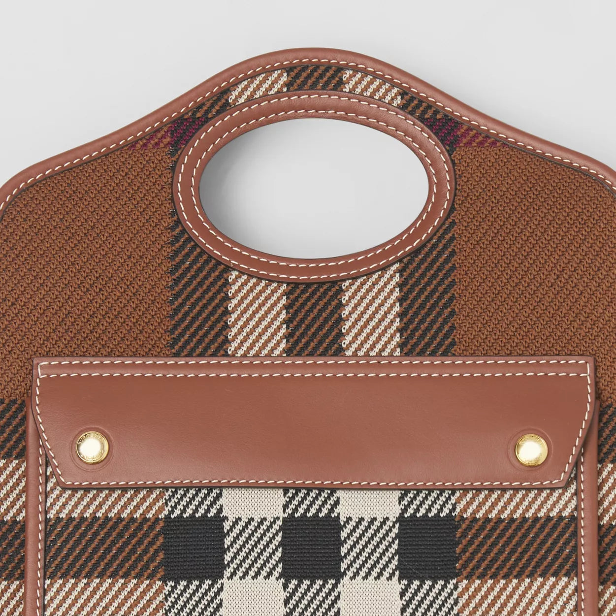 Knitted Check and Leather Mini Pocket Bag