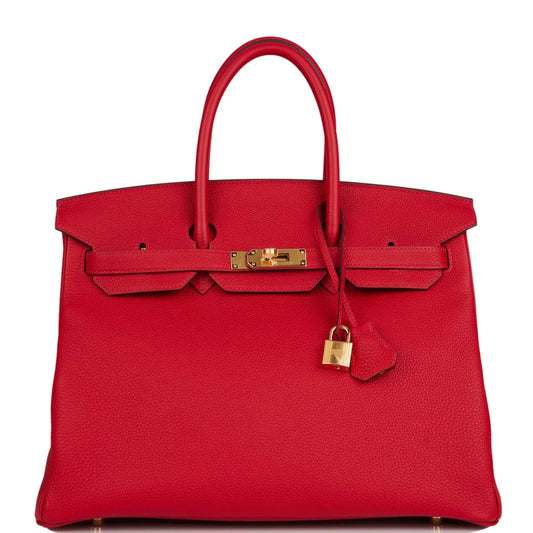 Hermès Birkin 35 Rouge Casaque Togo Gold Hardware