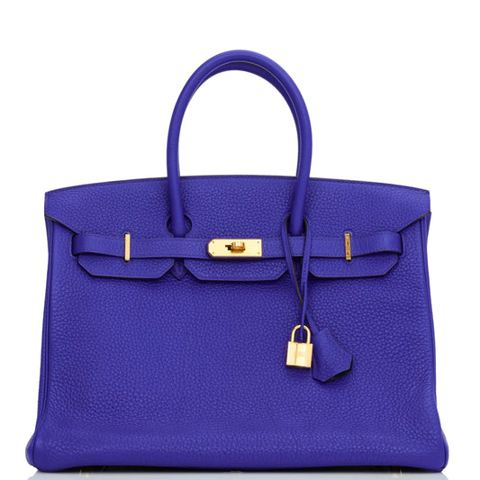 Hermès Special Order (HSS) Birkin 35 Bleu Electric Verso Clemence Gold Hardware