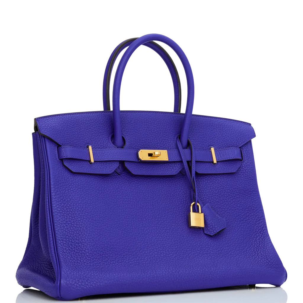 Hermès Special Order (HSS) Birkin 35 Bleu Electric Verso Clemence Gold Hardware