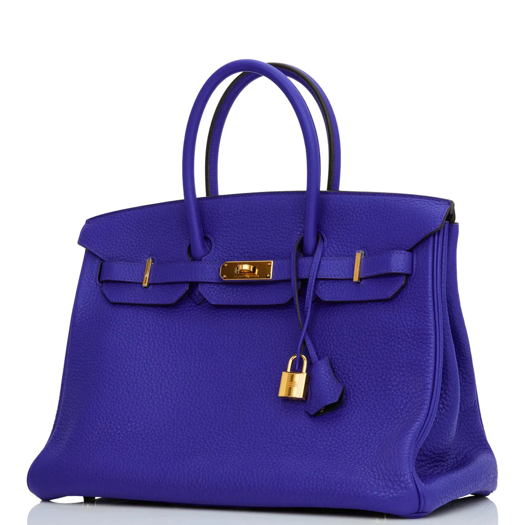 Hermès Special Order (HSS) Birkin 35 Bleu Electric Verso Clemence Gold Hardware