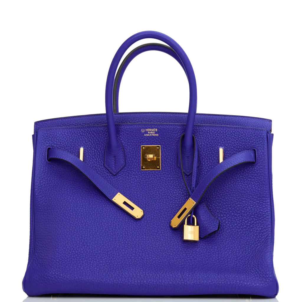 Hermès Special Order (HSS) Birkin 35 Bleu Electric Verso Clemence Gold Hardware