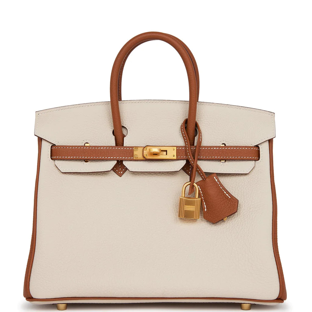 Hermès Special Order (HSS) Birkin 25 Craie and Gold Togo Brushed Gold Hardware