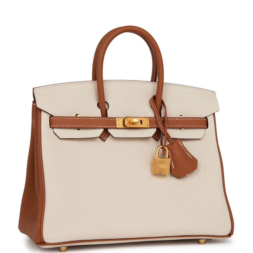 Hermès Special Order (HSS) Birkin 25 Craie and Gold Togo Brushed Gold Hardware