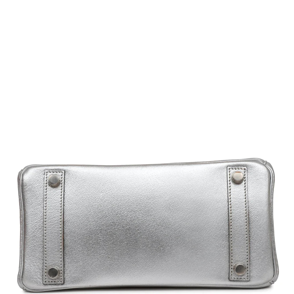 Hermès Birkin 25 Silver Metallic Chevre Palladium Hardware