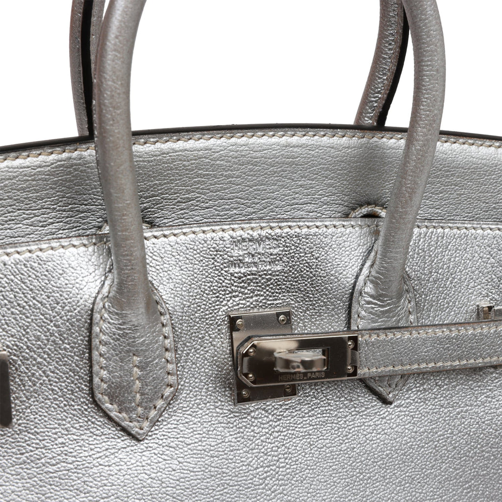 Hermès Birkin 25 Silver Metallic Chevre Palladium Hardware