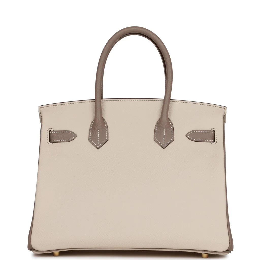 Hermès Special Order (HSS) Birkin 30 Craie and Gris Asphalte Epsom Brushed Gold Hardware