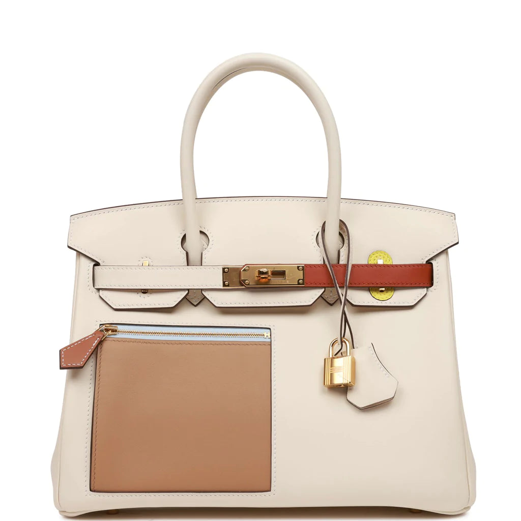 Hermès Colormatic Birkin 30 Nata, Chai and Cuivre Swift Gold Hardware