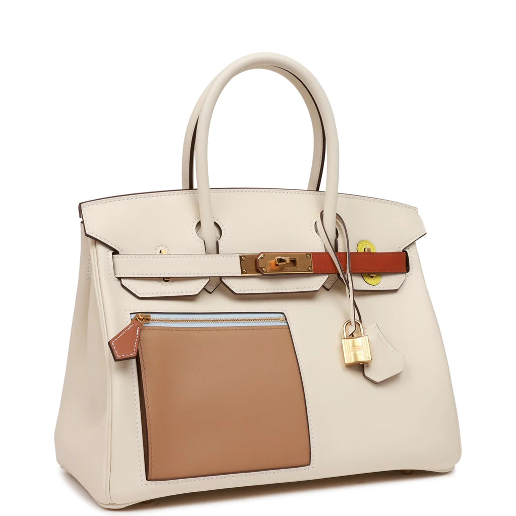 Hermès Colormatic Birkin 30 Nata, Chai and Cuivre Swift Gold Hardware