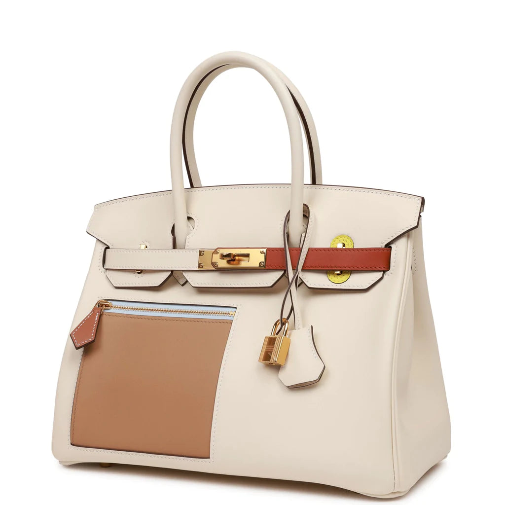 Hermès Colormatic Birkin 30 Nata, Chai and Cuivre Swift Gold Hardware