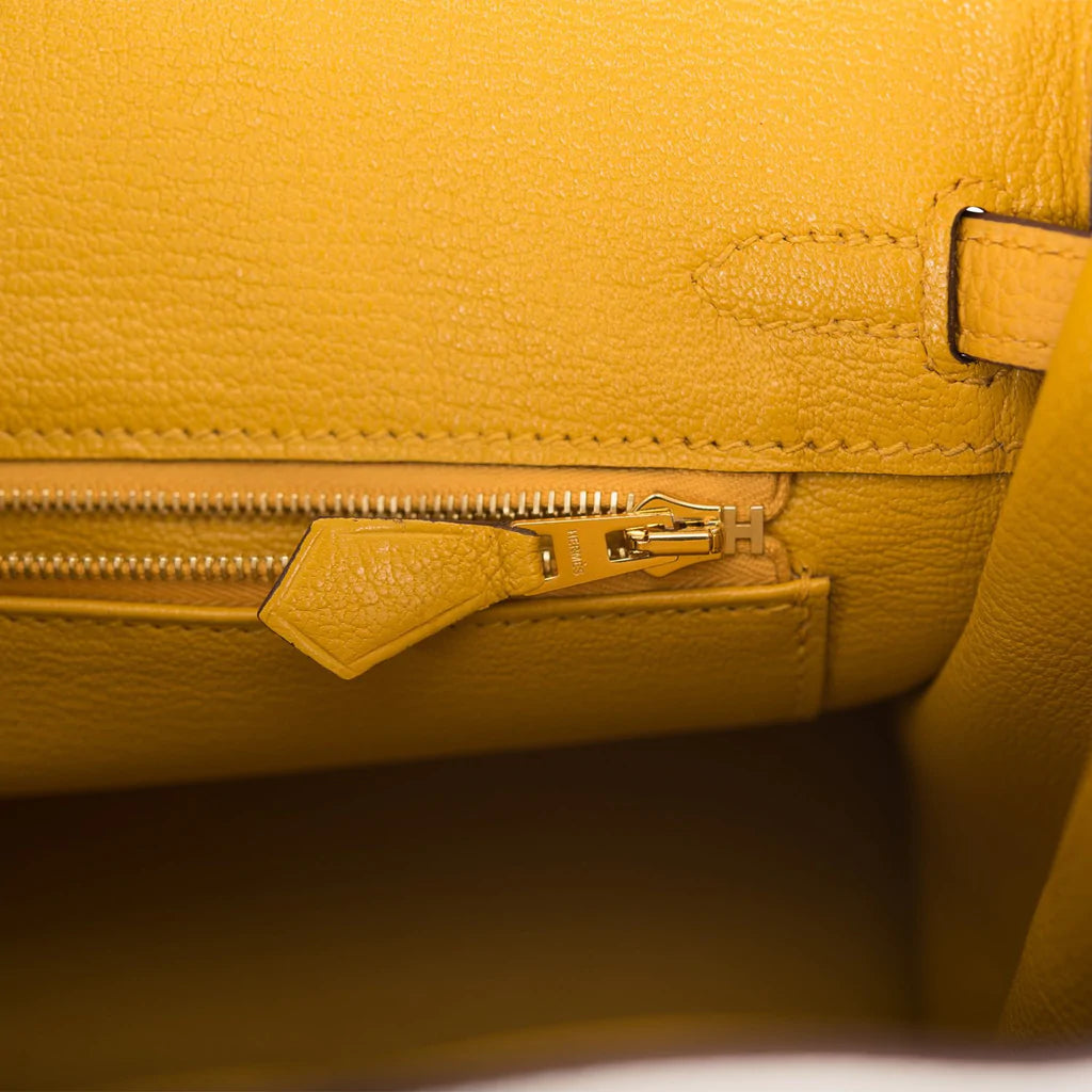 Hermès Special Order (HSS) Birkin 25 Craie and Jaune Ambre Togo Brushed Gold Hardware