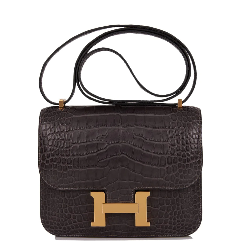 Hermès Constance 18 Graphite Matte Alligator Gold Hardware