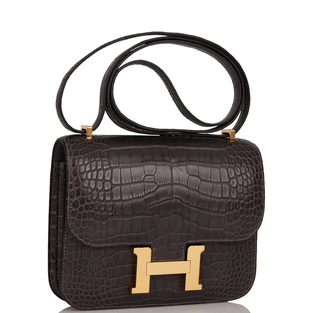 Hermès Constance 18 Graphite Matte Alligator Gold Hardware