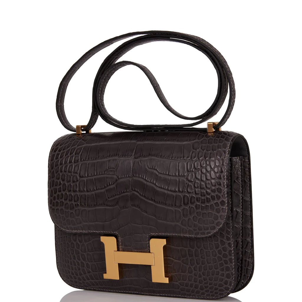 Hermès Constance 18 Graphite Matte Alligator Gold Hardware