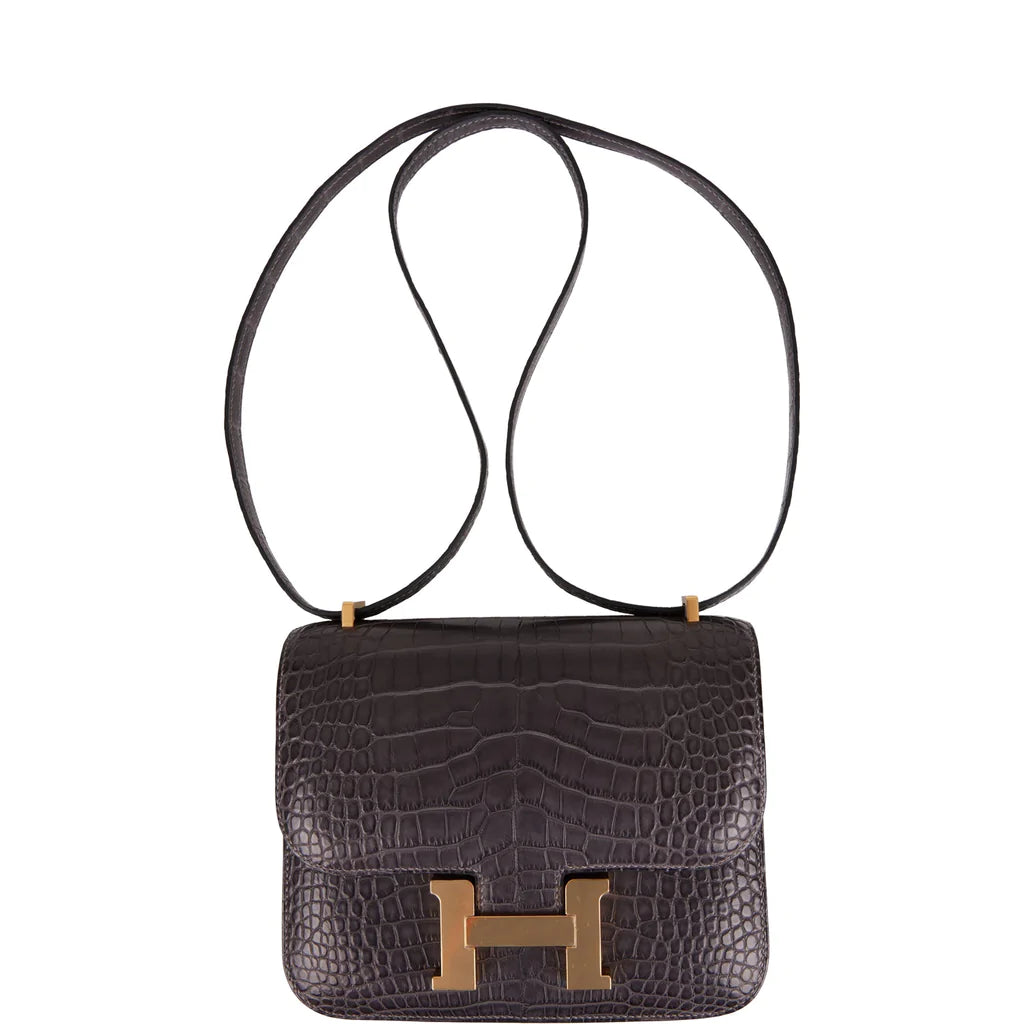 Hermès Constance 18 Graphite Matte Alligator Gold Hardware