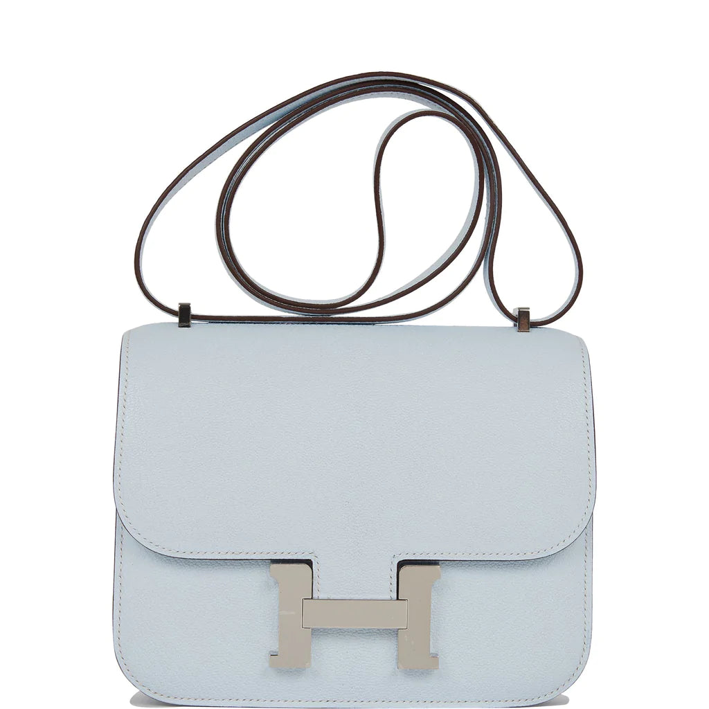 Hermès Constance 18 Bleu Brume Chevre Palladium Hardware