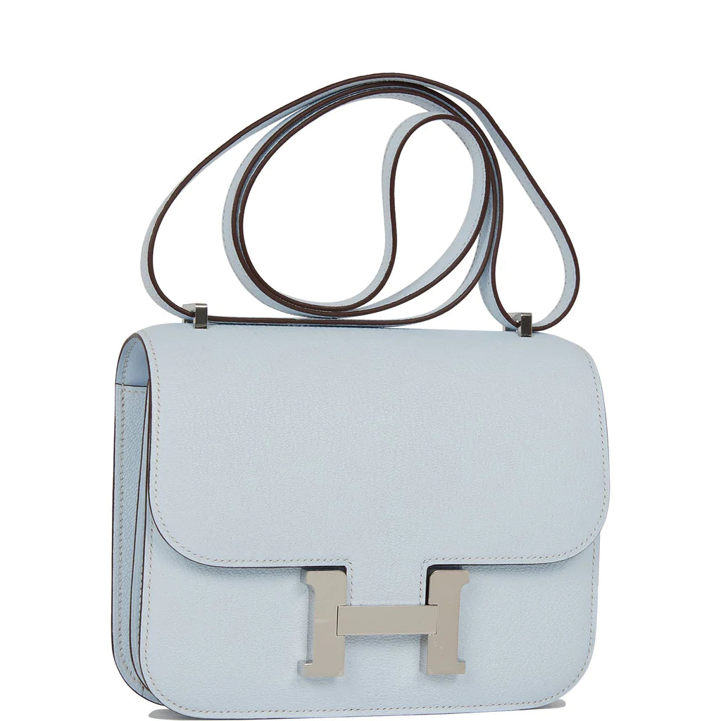 Hermès Constance 18 Bleu Brume Chevre Palladium Hardware