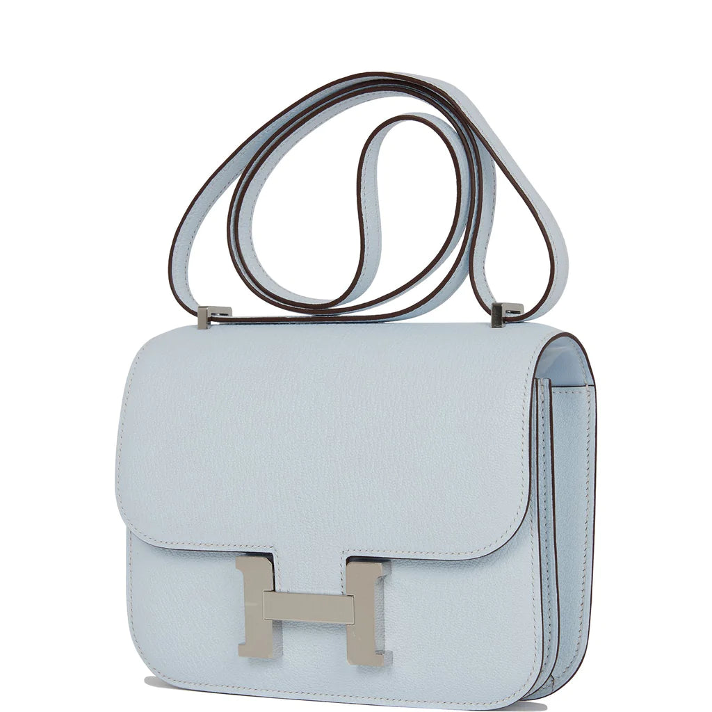 Hermès Constance 18 Bleu Brume Chevre Palladium Hardware