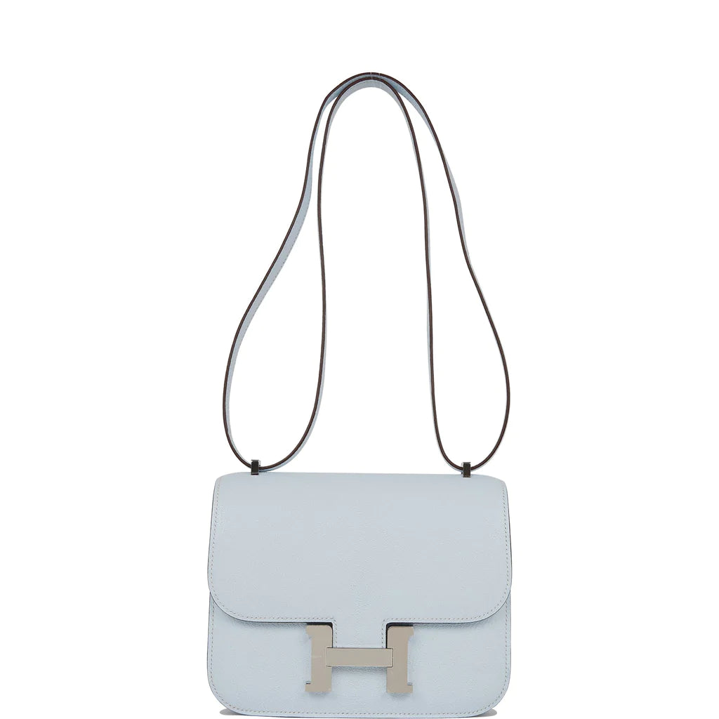 Hermès Constance 18 Bleu Brume Chevre Palladium Hardware