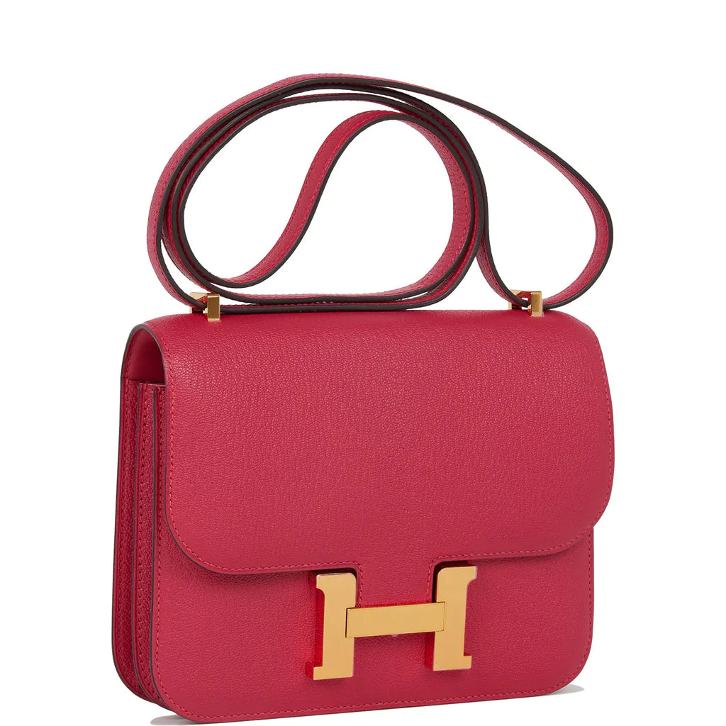 Hermès Constance 18 Framboise Chevre Gold Hardware