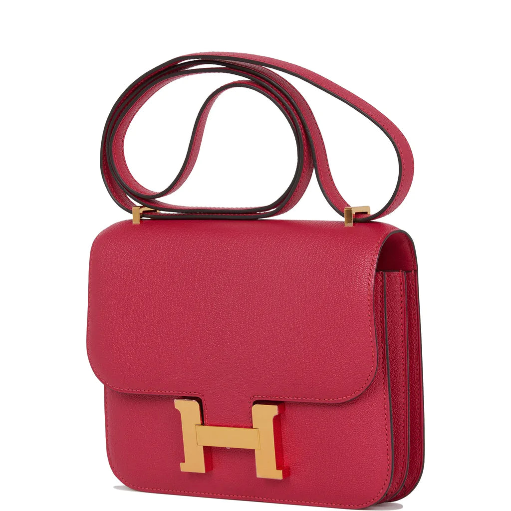 Hermès Constance 18 Framboise Chevre Gold Hardware