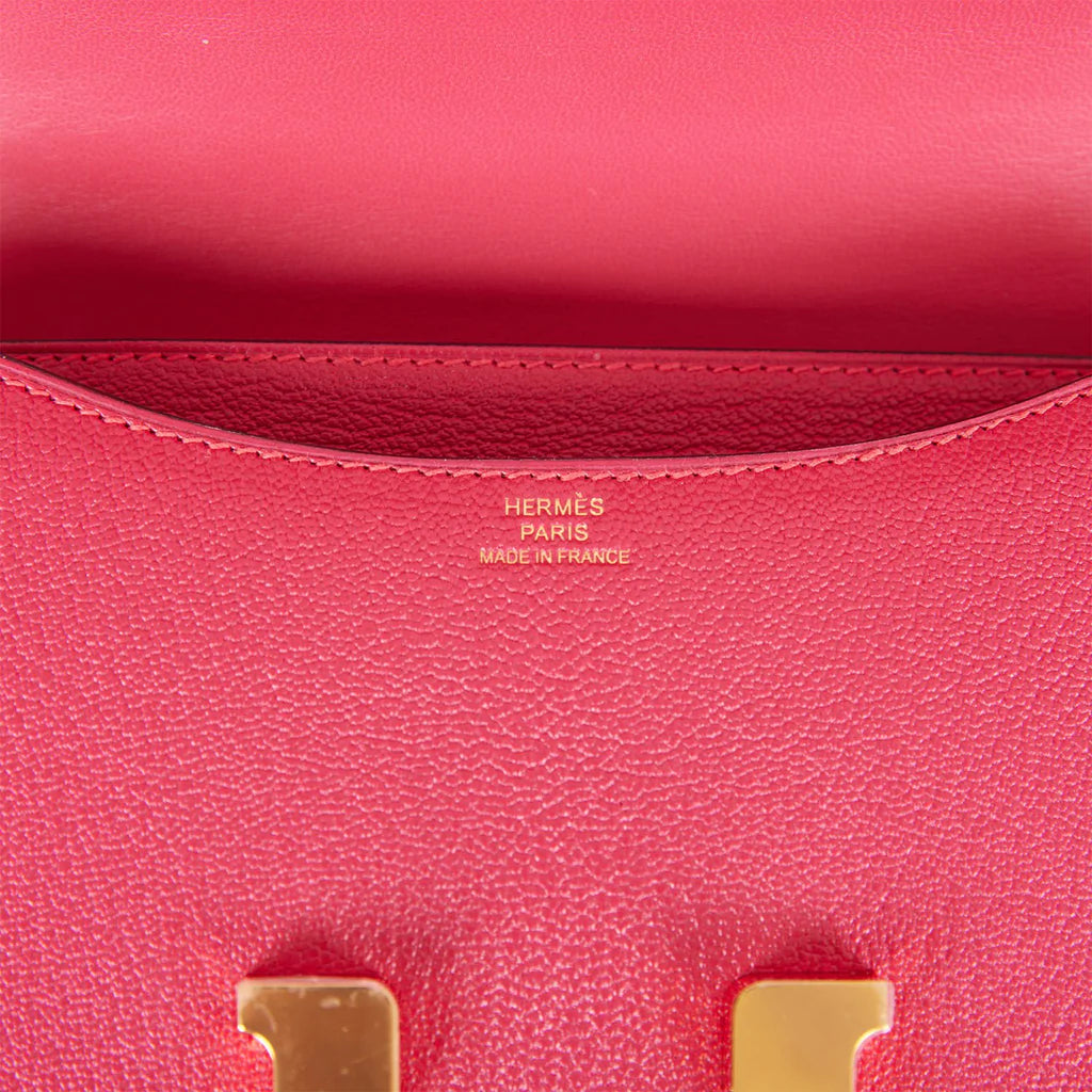 Hermès Constance 18 Framboise Chevre Gold Hardware