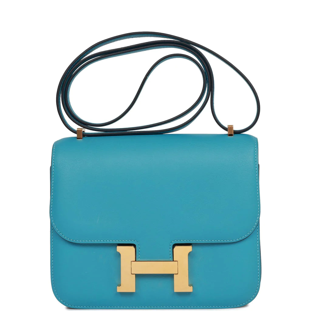 Hermès Constance 18 Bleu du Nord Swift Gold Hardware