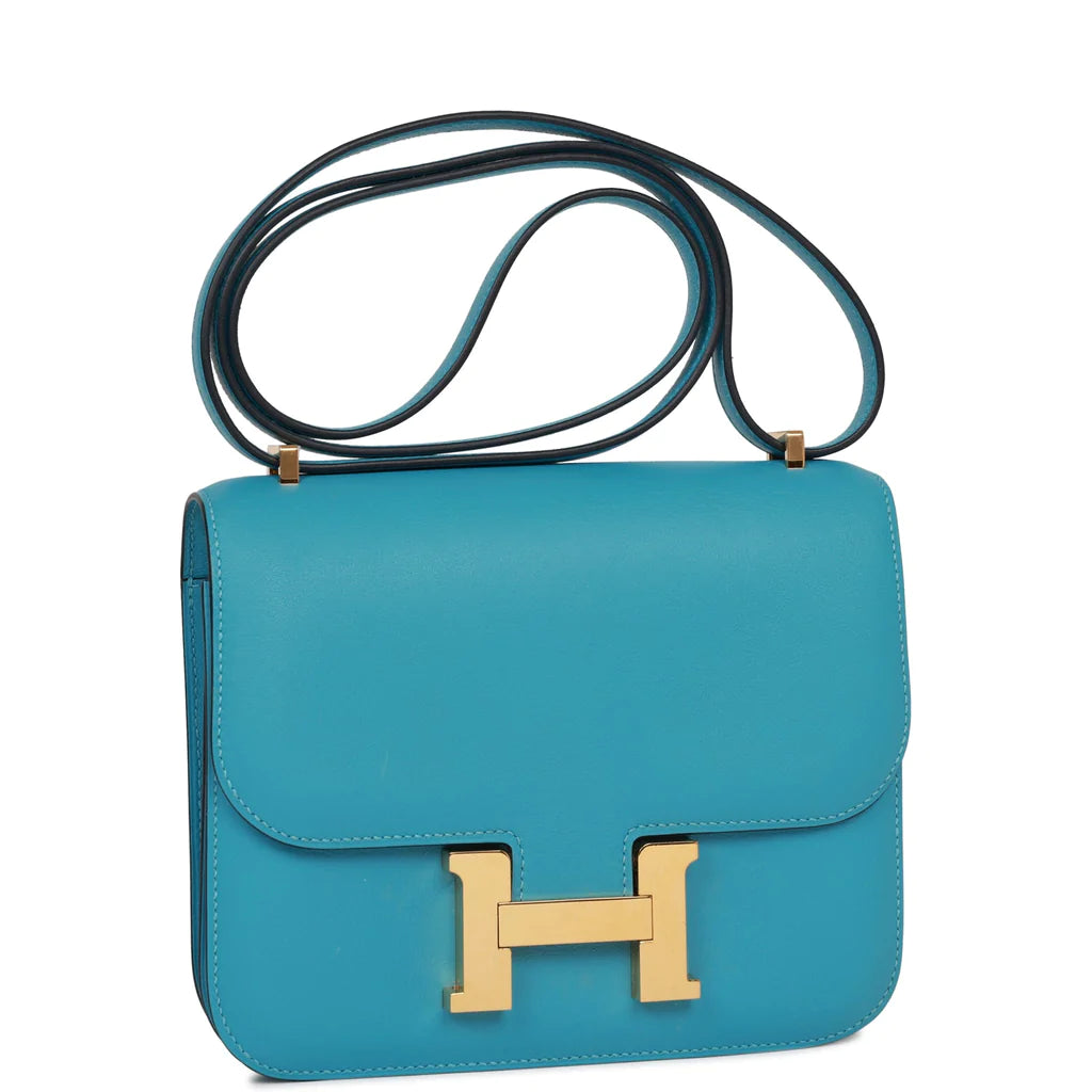 Hermès Constance 18 Bleu du Nord Swift Gold Hardware