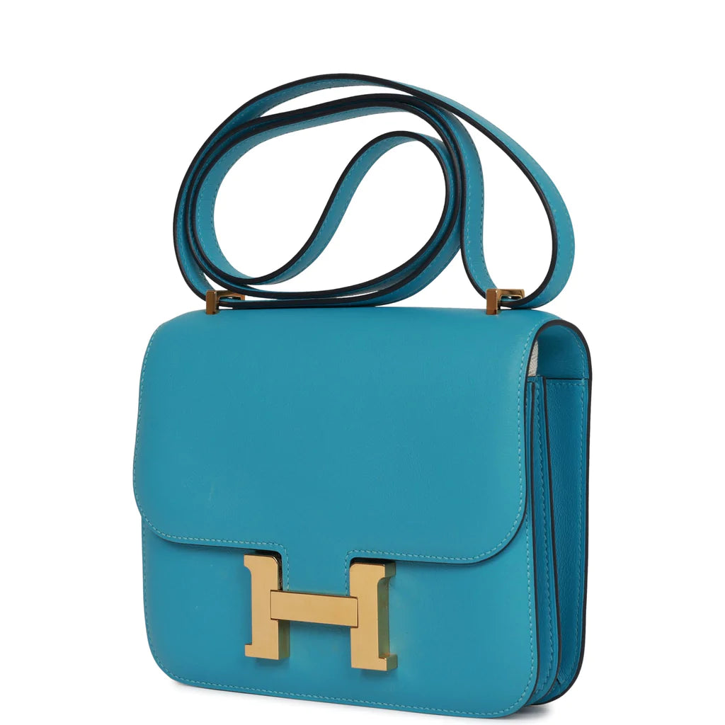 Hermès Constance 18 Bleu du Nord Swift Gold Hardware