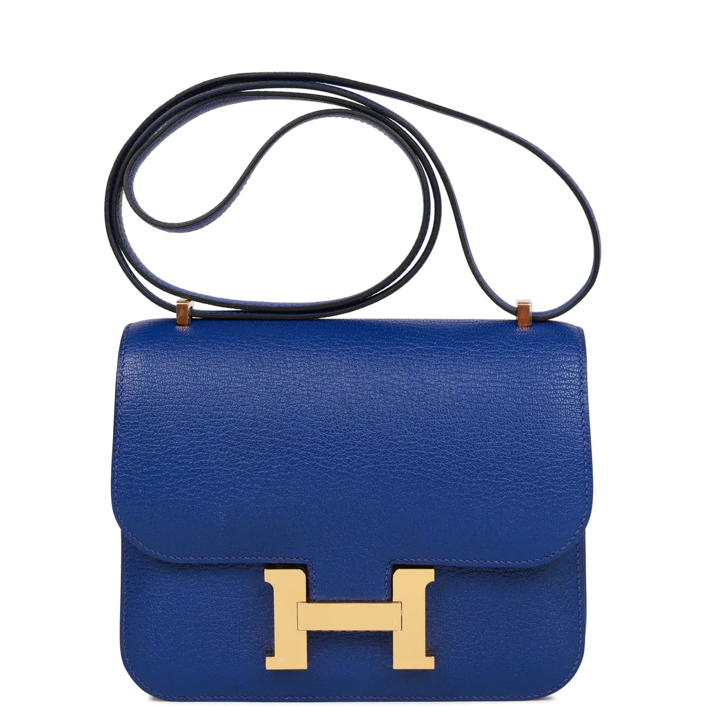 Hermès Constance 18 Bleu Electric Chevre Gold Hardware