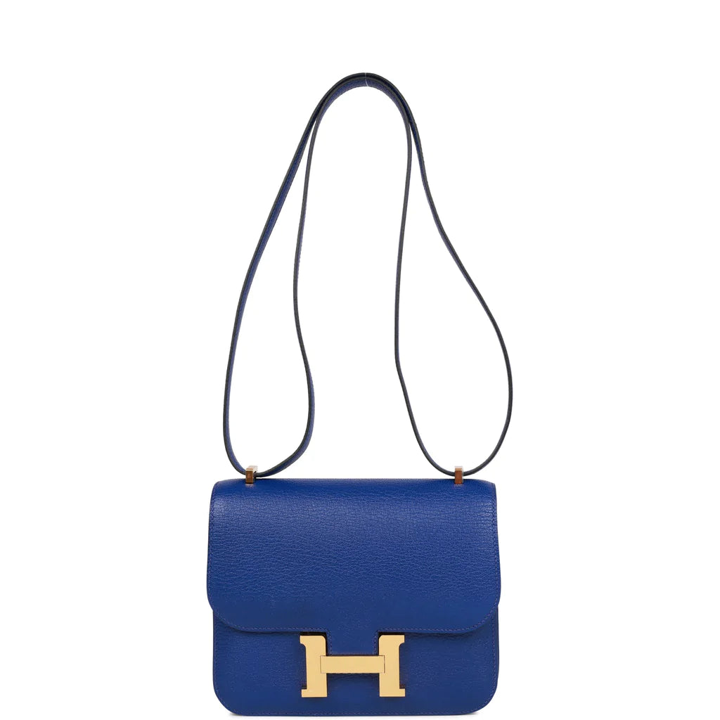 Hermès Constance 18 Bleu Electric Chevre Gold Hardware