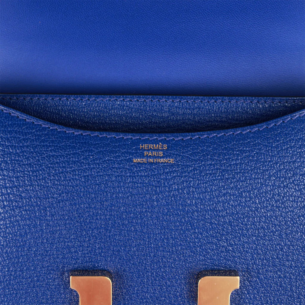 Hermès Constance 18 Bleu Electric Chevre Gold Hardware