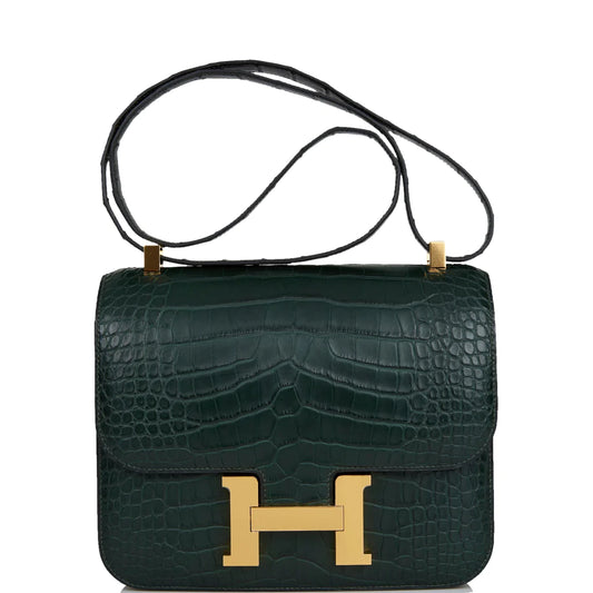 Hermès Constance 24 Vert Fonce Matte Alligator Gold Hardware