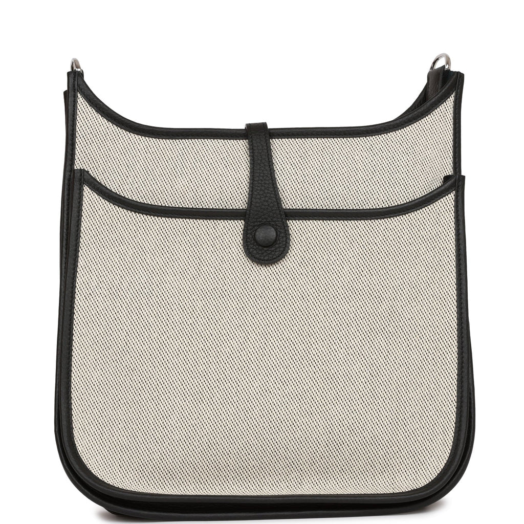 Hermès Evelyne III PM Black Togo and Toile Palladium Hardware