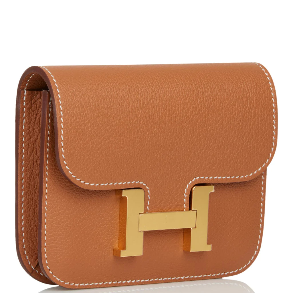 Hermès Constance Slim Wallet Gold Evercolor Gold Hardware