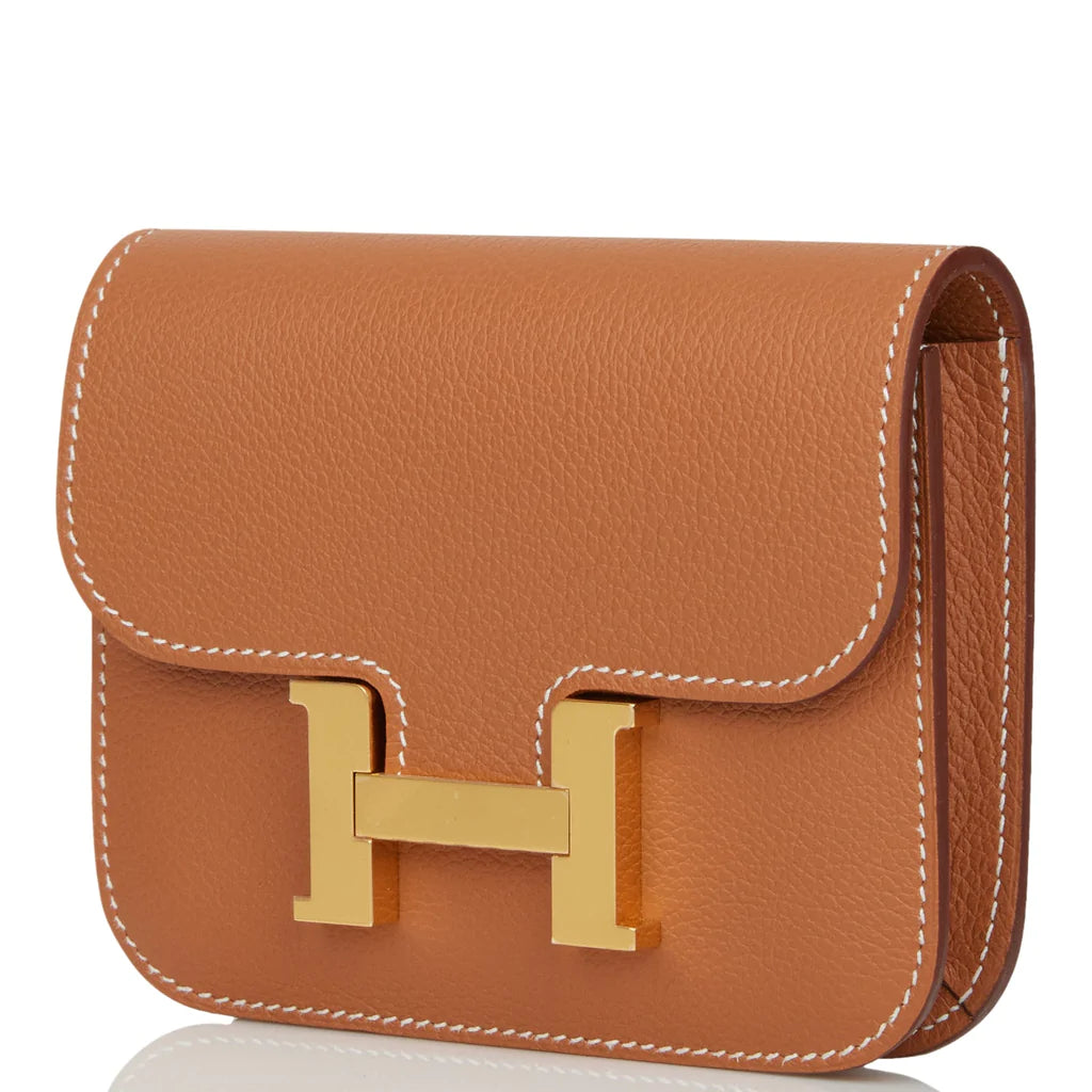 Hermès Constance Slim Wallet Gold Evercolor Gold Hardware